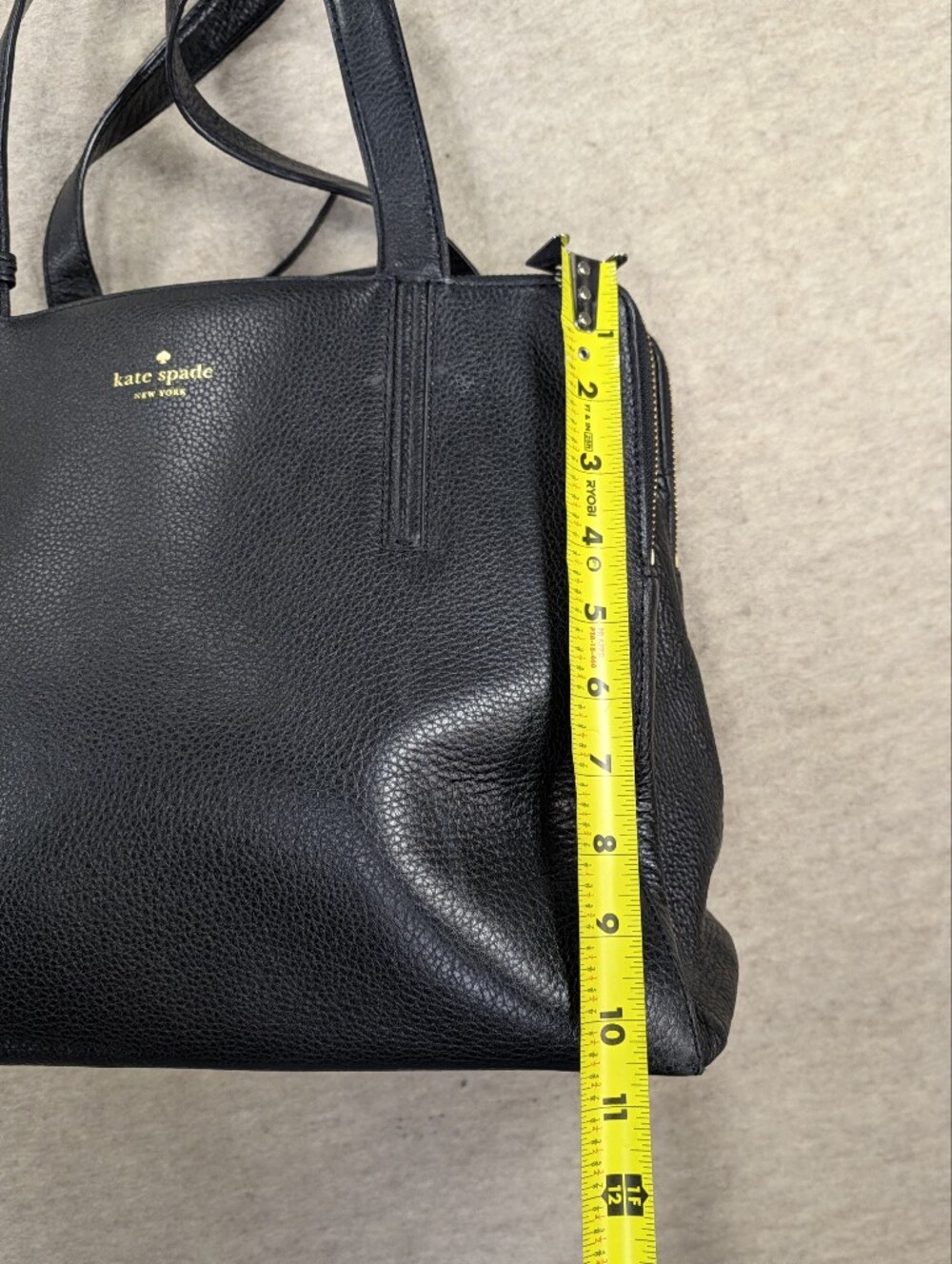 Like New Kate Spade Black Streen Brennan Shoulder Bag Pebbled Leather Mid size - Picture 8 of 15